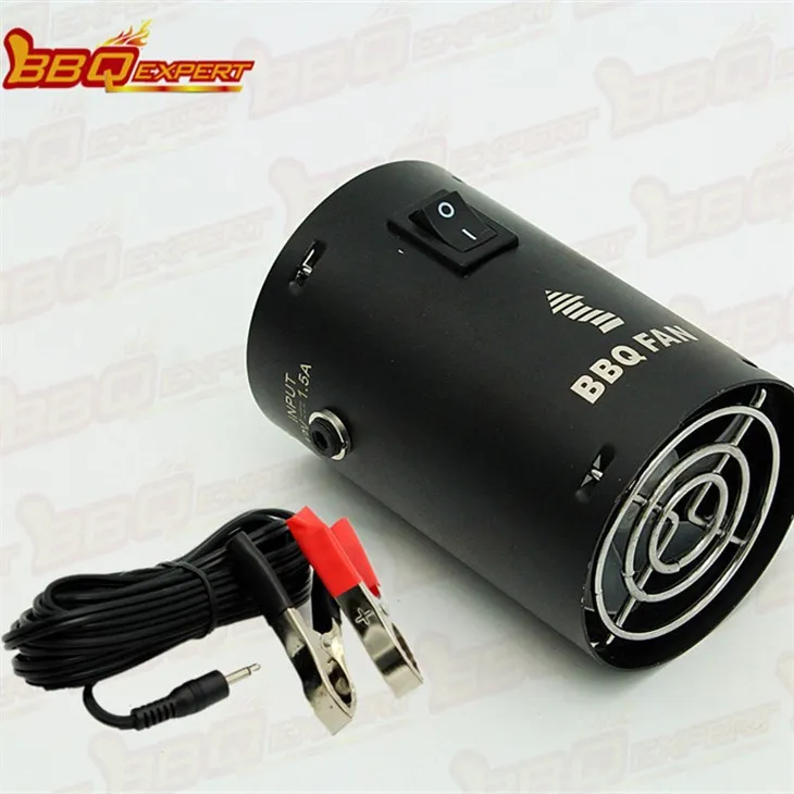 Ventilador de partida de carvão redondo elegante para churrasqueira soprador de fumaça 12V com linha de clipe de jacaré FD315A (R)